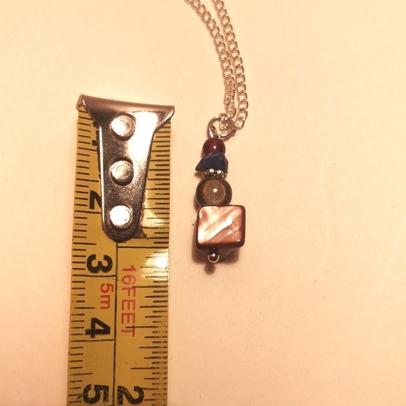 Mother of pearl and Lapis beaded earrings and necklace set - Picture 7 of 7